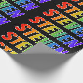 レインボー名"STEVEN";おもしろい&カラフル ラッピングペーパー (角)