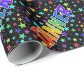 レインボー名"TANNER" +星 ラッピングペーパー (ロールコーナー)