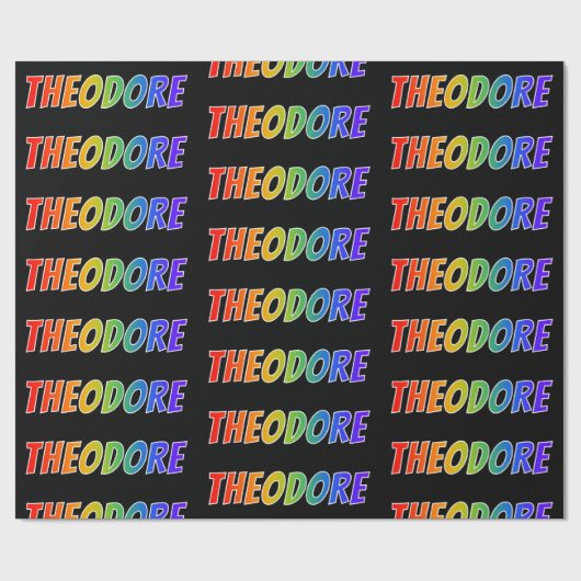 レインボー名「THEODORE」;おもしろい&カラフル ラッピングペーパー (フラット)