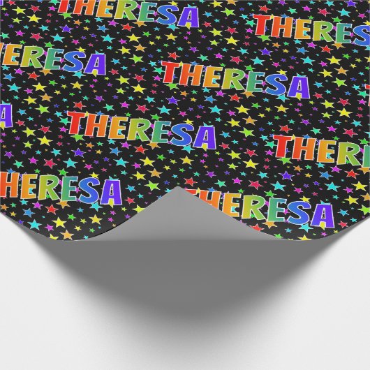 レインボー名"THERESA" +星 ラッピングペーパー (角)