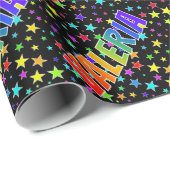 レインボー名"VALERIA" +星 ラッピングペーパー (ロールコーナー)