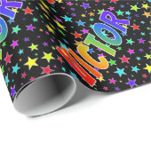 レインボー名"VICTOR" +星 ラッピングペーパー (ロールコーナー)