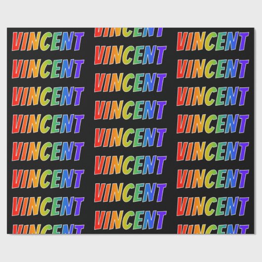 レインボー名「VINCENT」;おもしろい&カラフルVINCENT ラッピングペーパー (フラット)