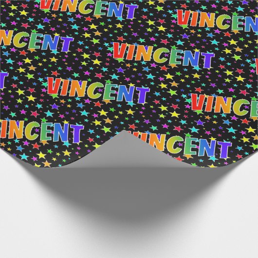 レインボー名"VINCENT" +星 ラッピングペーパー (角)