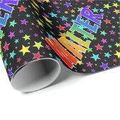 レインボー名"WALTER" +星 ラッピングペーパー (ロールコーナー)