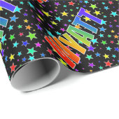 レインボー名"WYATT" +星 ラッピングペーパー (ロールコーナー)