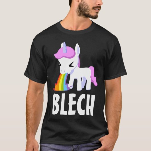 レインボー吐おもしろいきユニコーンTシャツ Tシャツ (正面)