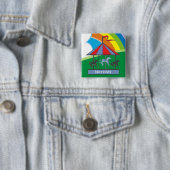 レインボー回転木馬パーソナライズされたキッズ 缶バッジ (インサイチュ)