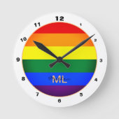レインボー国旗とプライド、LGBTコミュニティ/ジェンダー時計 ラウンド壁時計 (正面)