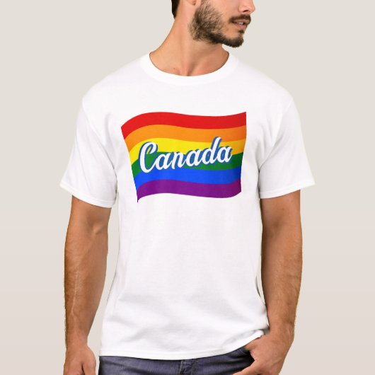 レインボー国旗カナダゲイプライドLGBT LGBTQ Tシャツ (正面)