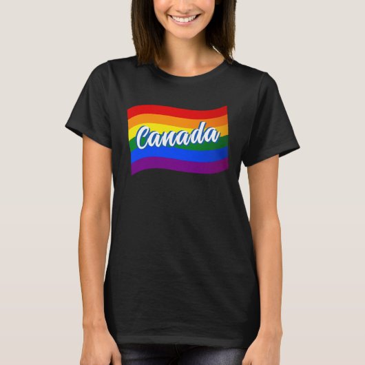 レインボー国旗カナダゲイプライドLGBT LGBTQ Tシャツ (正面)
