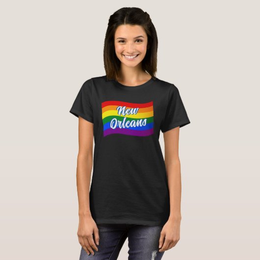 レインボー国旗ニューオーリンズゲイプライドLGBT LGBTQ Tシャツ (正面フル)
