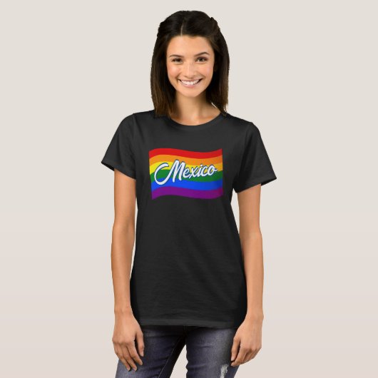 レインボー国旗メキシコゲイプライドLGBTQ Tシャツ (正面フル)