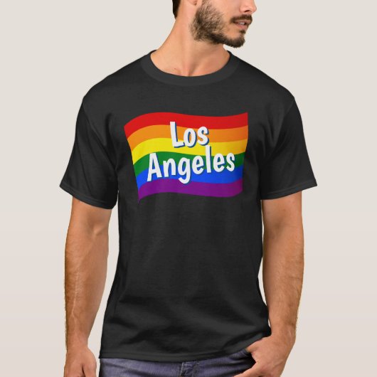 レインボー国旗ロサンゼルスゲイプライドLGBT LGBTQ Tシャツ (正面)