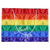 レインボー国旗LGBT LGBTQ+レインボーストライプゲイプライド ラージペーパーバッグ (裏面)