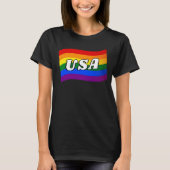 レインボー国旗USAアメリカゲイプライドLGBT LGBTQ Tシャツ (正面)