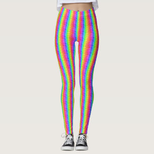 レインボー垂直ストライプオールオーバープリントレギンス レギンス