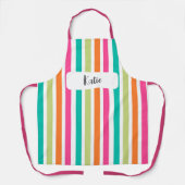 レインボー垂直ストライプカラフルレトロ エプロン (正面)
