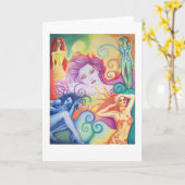 レインボー女性グリーティングカード カード (黄色い花)