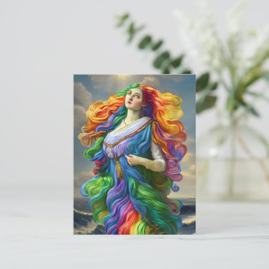 レインボー女神デジ絵画タルのオリジナルアート ポストカード (スタンド正面)