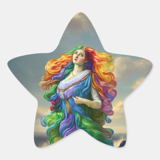 レインボー女神デジ絵画タルのオリジナルアート 星シール (正面)