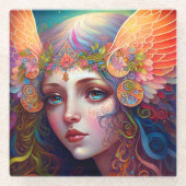 レインボー女神ファンタジーアートガラスコースター ガラスコースター (正面)