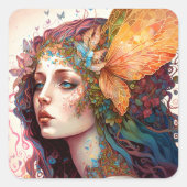 レインボー女神ファンタジーアート スクエアシール (正面)