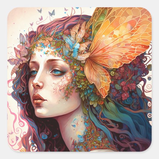 レインボー女神ファンタジーアート スクエアシール (正面)