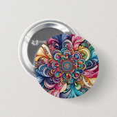 レインボー威厳のあるカラーを絞るボタン 缶バッジ (正面&裏面)