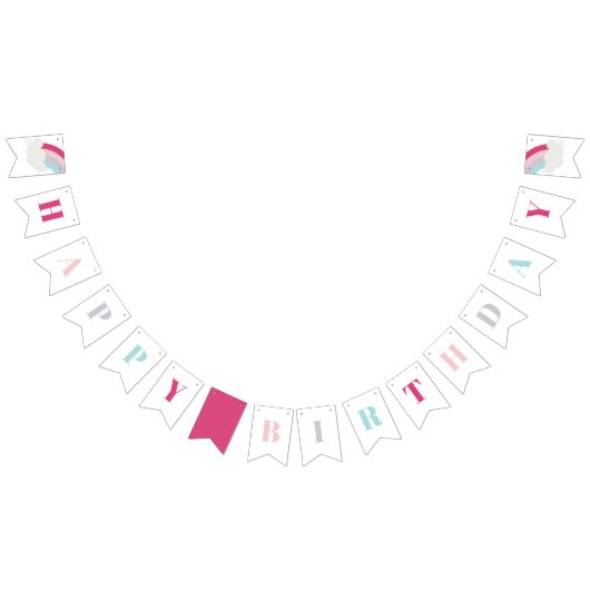 レインボー子供の誕生日パーティーバナー バンティングフラッグ (全)