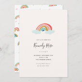 レインボー子供の誕生日パーティー 招待状 (正面/裏面)