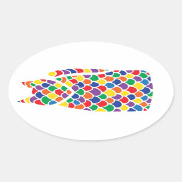 レインボー子猫シール 楕円形シール