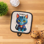 レインボー子猫パーソナライズ 鍋敷き (トップダウン)