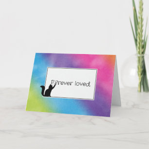 レインボー子猫ペットロス悔やみや弔慰 カード