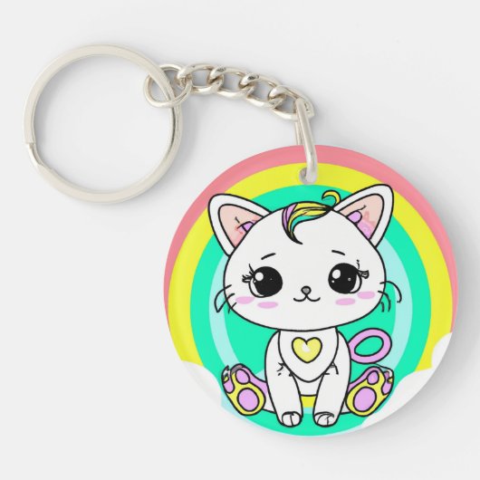 レインボー子猫 キーホルダー (正面)