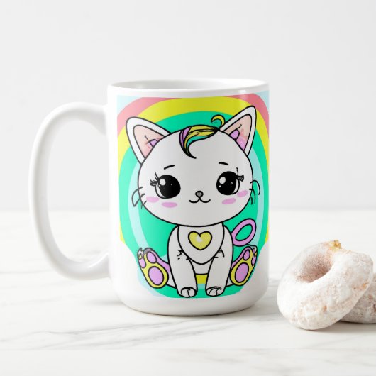レインボー子猫 コーヒーマグカップ (ドーナツ)
