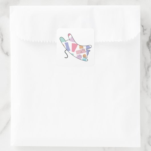 レインボー子猫 スクエアシール (バッグ)