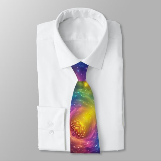 レインボー宇宙星雲抽象芸術コスモスターズ ネクタイ (タイ)