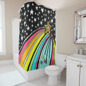レインボー射撃、 発砲スター宇宙 シャワーカーテン (インサイチュ)