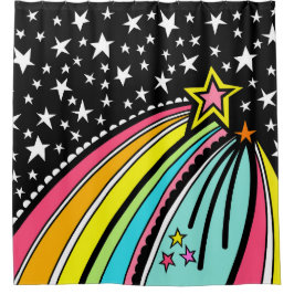 レインボー射撃、 発砲スター宇宙 シャワーカーテン