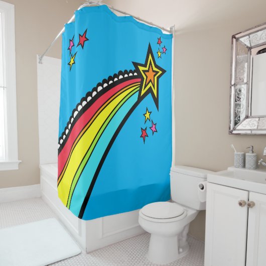レインボー射撃、 発砲スター宇宙 シャワーカーテン (インサイチュ)