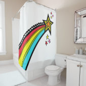 レインボー射撃、 発砲スター宇宙 シャワーカーテン (インサイチュ)
