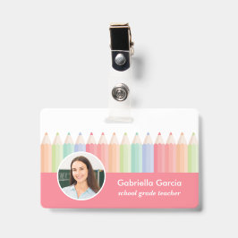 レインボー小学校教師フォトIDバッジ バッジ