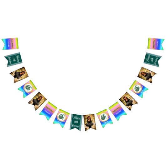 レインボー山羊座グリッターバースデーパーティー バンティングフラッグ (全)