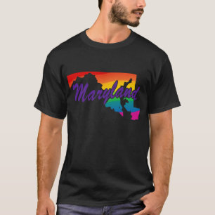 レインボー州アウトラインメリーランド Tシャツ