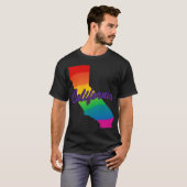 レインボー州アウトラインCalifornia Tシャツ (正面フル)