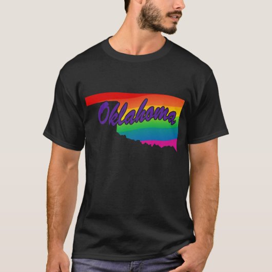 レインボー州輪郭オクラホマ Tシャツ (正面)