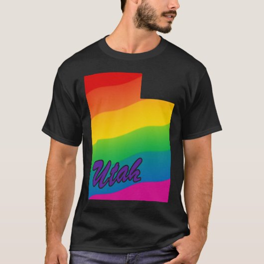 レインボー州輪郭ユタ Tシャツ (正面)
