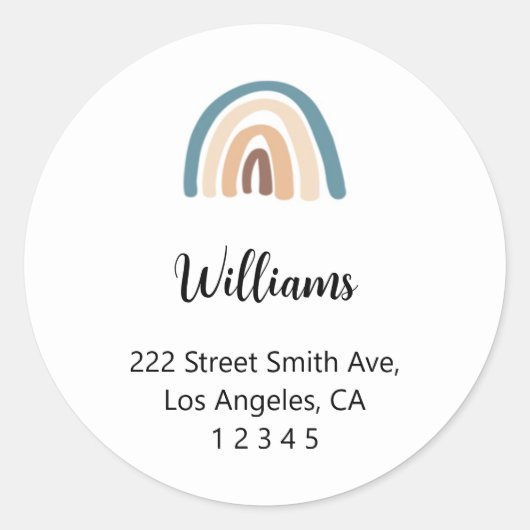 レインボー差出人住所ラベル ラウンドシール (正面)