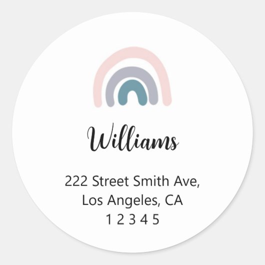 レインボー差出人住所ラベル ラウンドシール (正面)